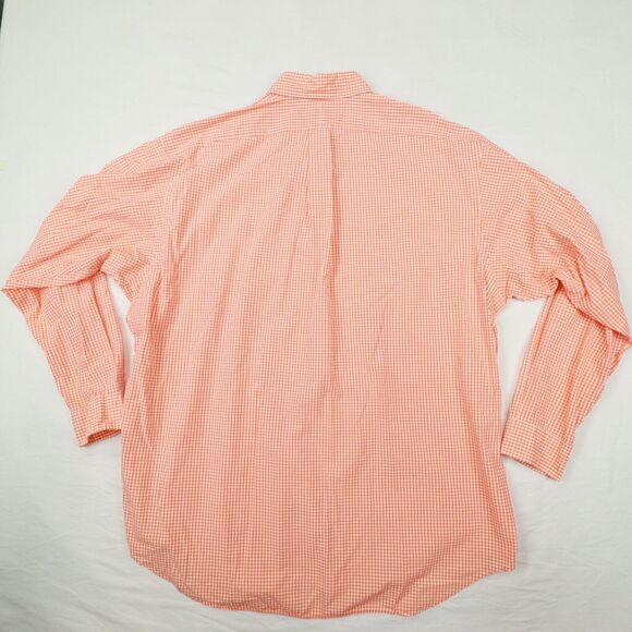 Ralph Lauren Vintage Men's Orange White Gingham Check Blake Button Up size XL‎ - Picture 5 of 10